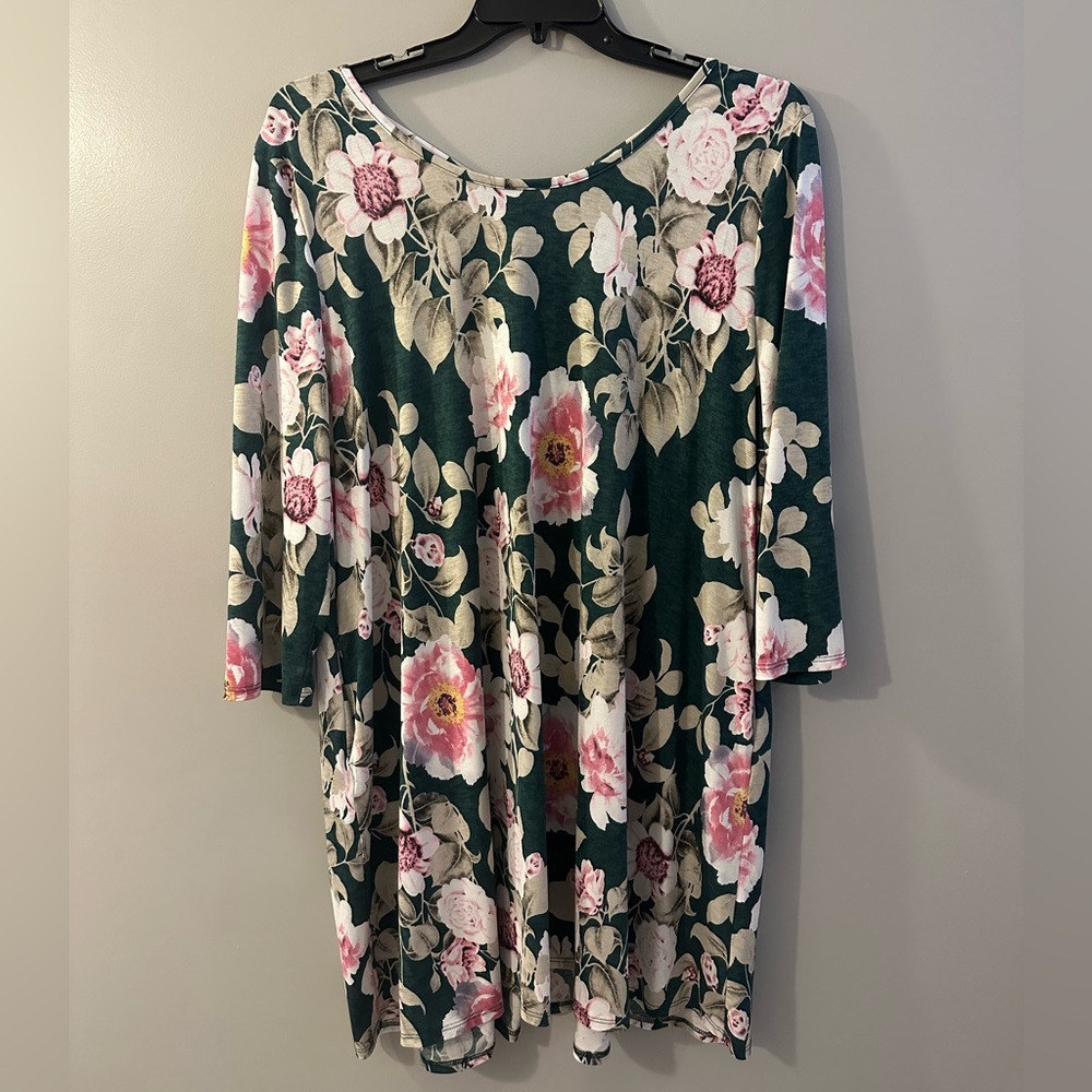Perfectly Priscilla Long Sleeve Floral Mini Dress Size XXXL